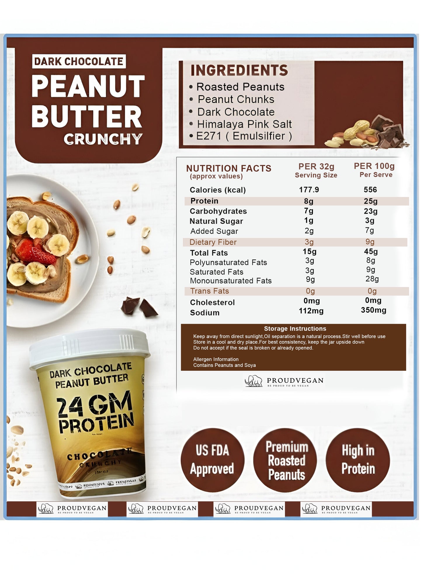 Proudvegan Chocolate Peanut Butter Crunchy